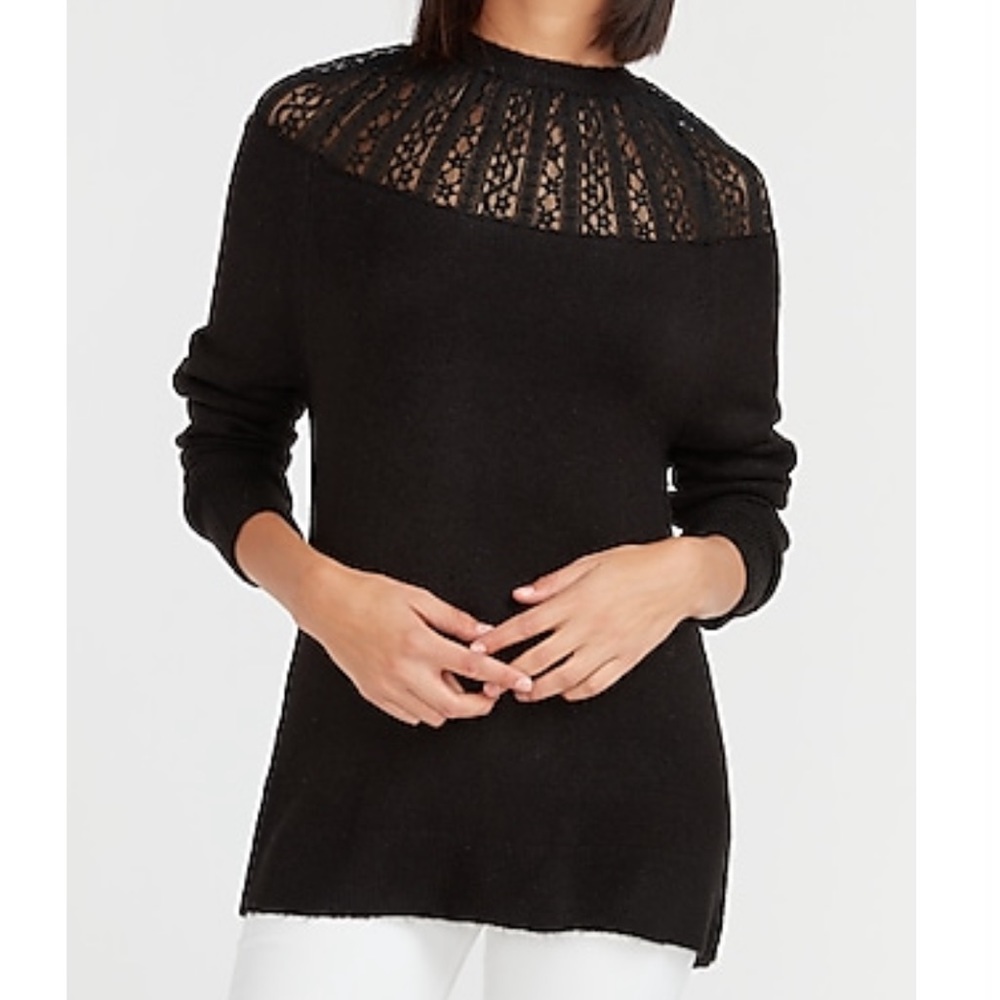 ⭐️NWT⭐️ Express black lace sweater - Picture 1 of 7